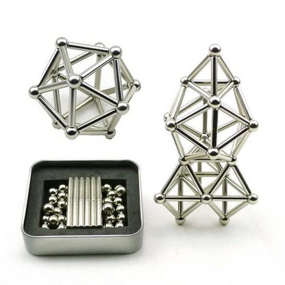 Creative Magnetic Construction Kit with Metal Storage Tin - 63 Pieces
