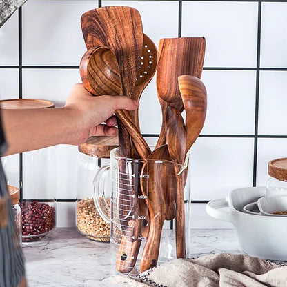 Eco-Conscious Teak Wood Cooking Utensil Collection