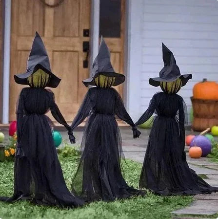 Enchanting Illuminated Witch Yard Stakes for Spooky Decor