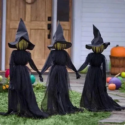 Enchanting Illuminated Witch Yard Stakes for Spooky Decor