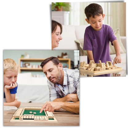 Shut the Box Game Set – Wooden Dice and Tiles for 2-4 Players, 11.7 Inch