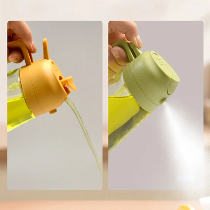 Precision Glass Oil Dispenser with Spray and Pour Features