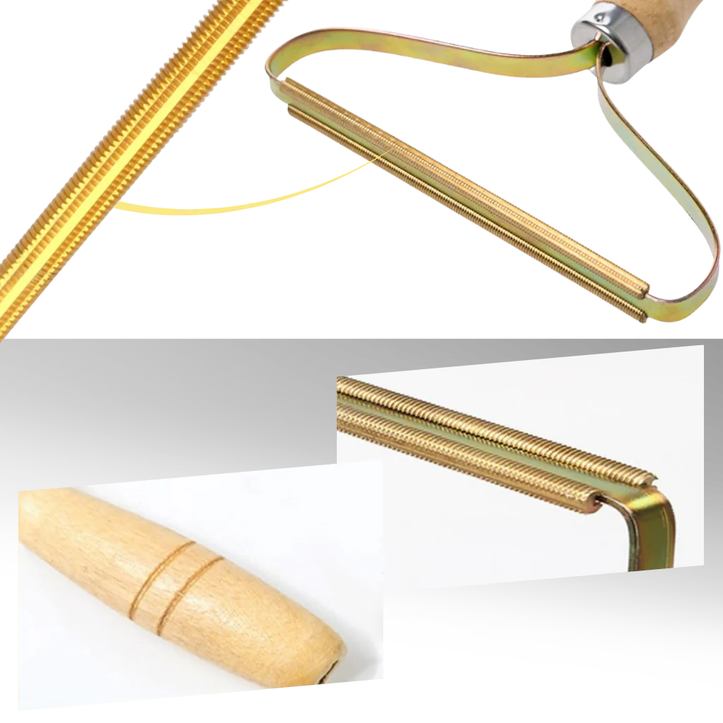 Reusable Lint Shaver for Pets - Wooden Handle with Detachable Blades