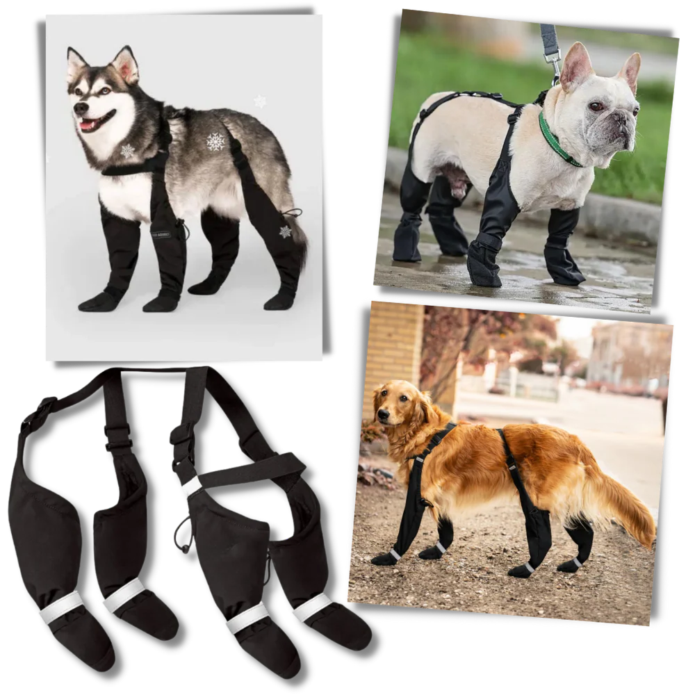 Non-Slip Waterproof Dog Boots with Reflective Straps – Full Leg Support