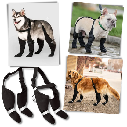 Non-Slip Waterproof Dog Boots with Reflective Straps – Full Leg Support