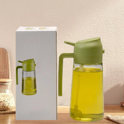 Precision Glass Oil Dispenser with Spray and Pour Features