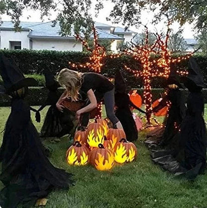 Enchanting Illuminated Witch Yard Stakes for Spooky Decor