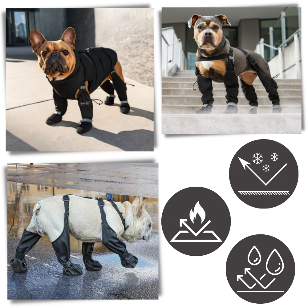 Non-Slip Waterproof Dog Boots with Reflective Straps – Full Leg Support