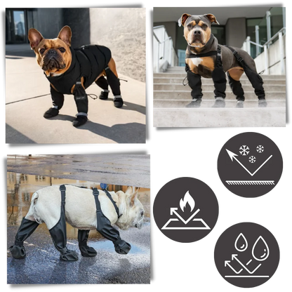 Non-Slip Waterproof Dog Boots with Reflective Straps – Full Leg Support