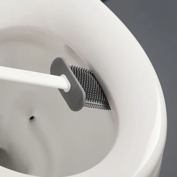 Space-Saving Bathroom Cleaning Set with Silicone Brush and Plunger Holder