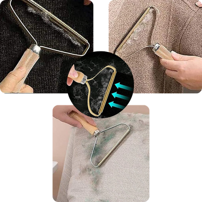 Reusable Lint Shaver for Pets - Wooden Handle with Detachable Blades