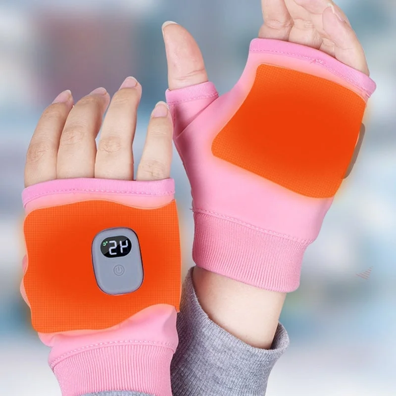 Electric Hand Warmer Fingerless Gloves – USB Rechargeable, 3 Heat Levels, 1800mAh Battery for Winter Use