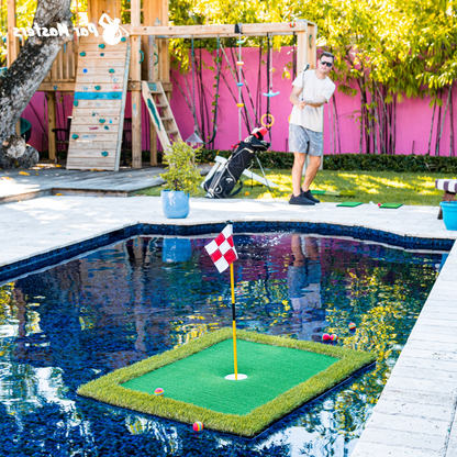 Portable Golf Practice Mat with Floating Balls and Flag, 2x3 Feet