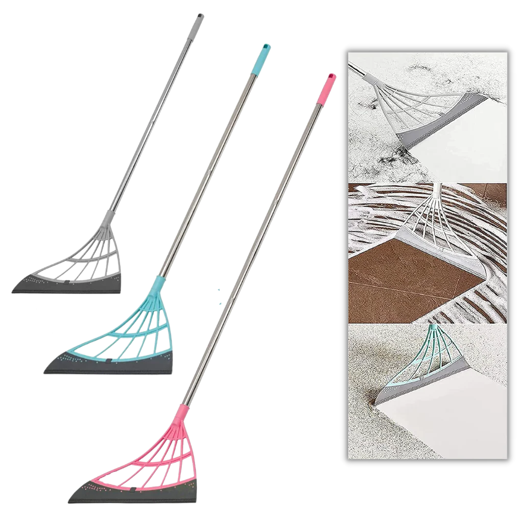 Adjustable Rubber Sweeper with 53.1 Inch Reach for All Surfaces