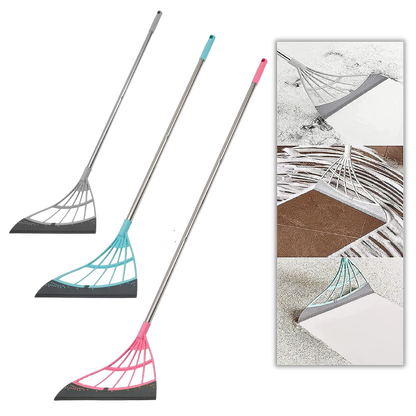 Adjustable Rubber Sweeper with 53.1 Inch Reach for All Surfaces