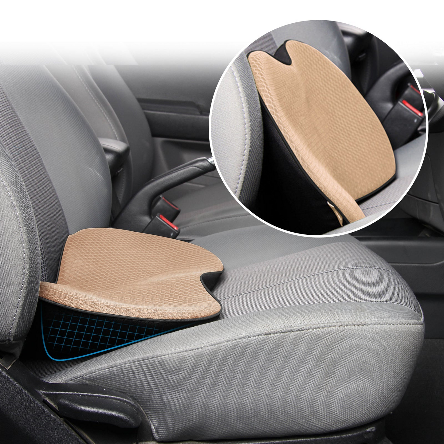 Elevated Comfort Car Seat Cushion with Memory Foam Support