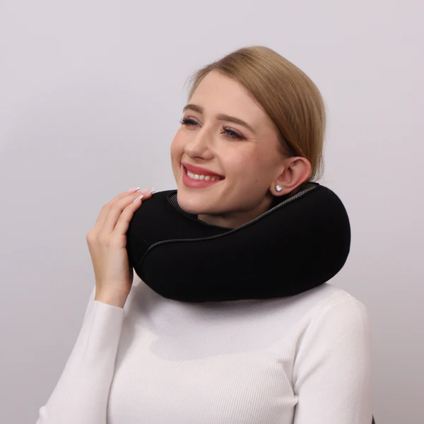 Travel Sleep Accessories and Snap Closure Contoured Neck Pillow