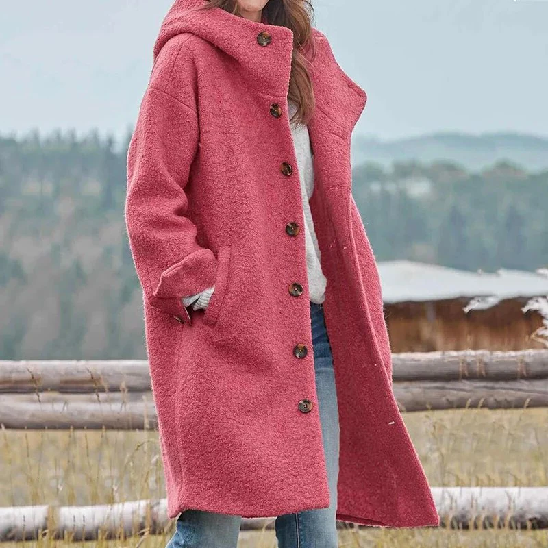 Women's Winter Jacket with Detachable Hood, Deep Pockets, Sizes S-3XL