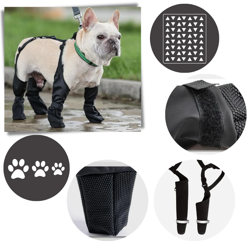 Non-Slip Waterproof Dog Boots with Reflective Straps – Full Leg Support