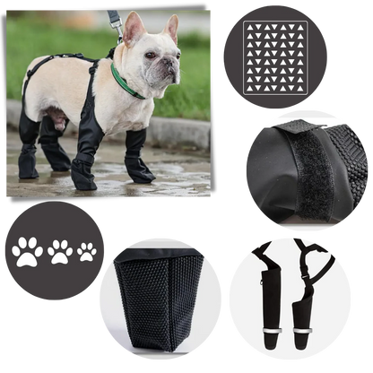 Non-Slip Waterproof Dog Boots with Reflective Straps – Full Leg Support