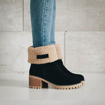 Leather Waterproof Ankle Boots for Women – Fur Cuff, Non-Skid Winter Footwear