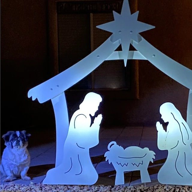 Weatherproof Holiday Nativity Scene with Sculpted Figures, 20x16x11 in