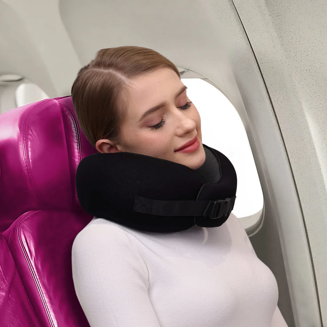 Travel Sleep Accessories and Snap Closure Contoured Neck Pillow