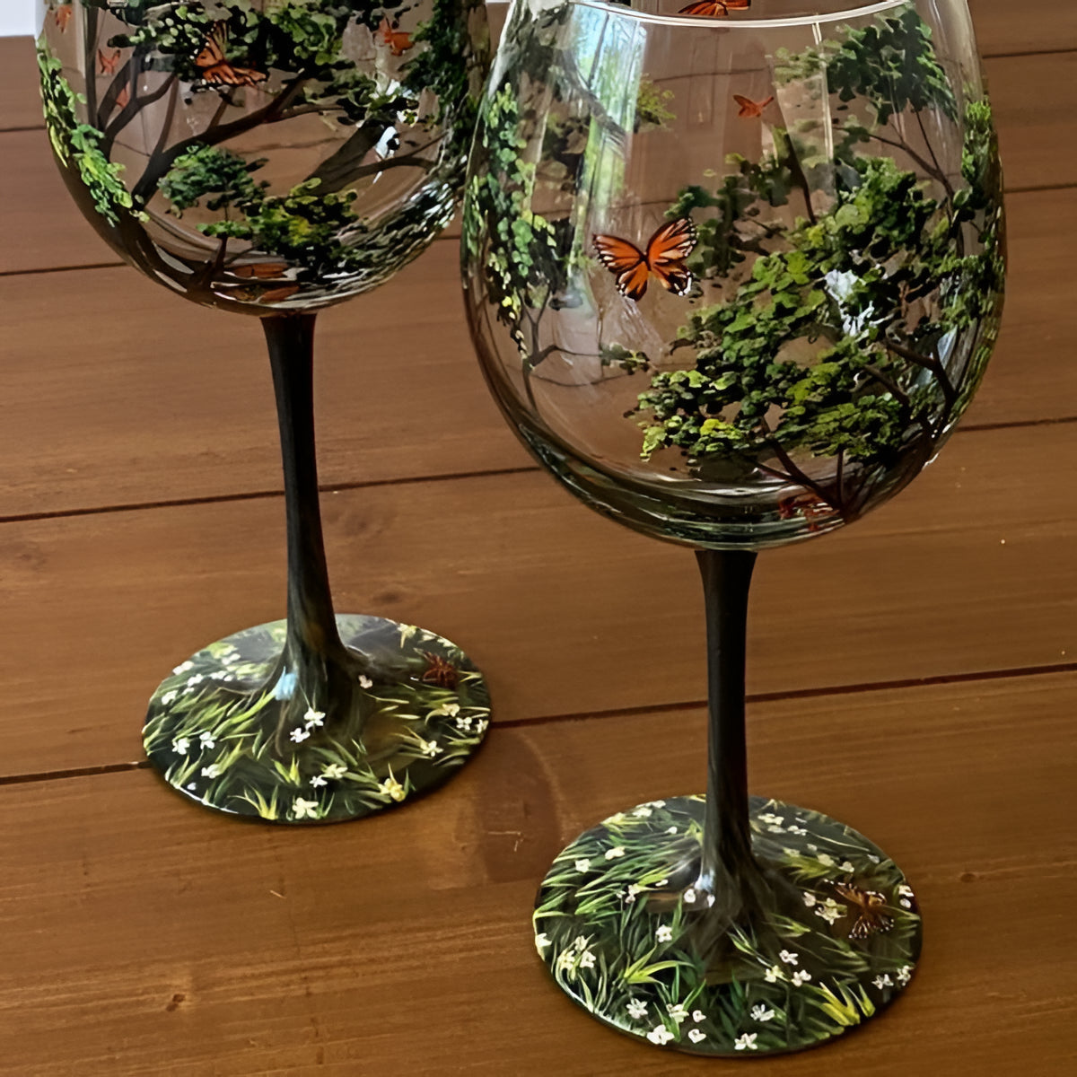 Artisan Seasonal Tree Wine Glasses – Dishwasher Safe Elegance