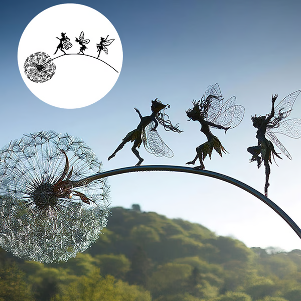 Dandelion Design Steel Garden Sculpture – Rust-Resistant Fairy Art