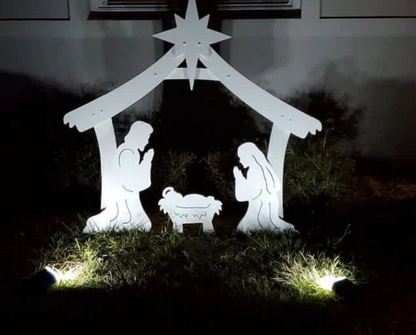 Weatherproof Holiday Nativity Scene with Sculpted Figures, 20x16x11 in