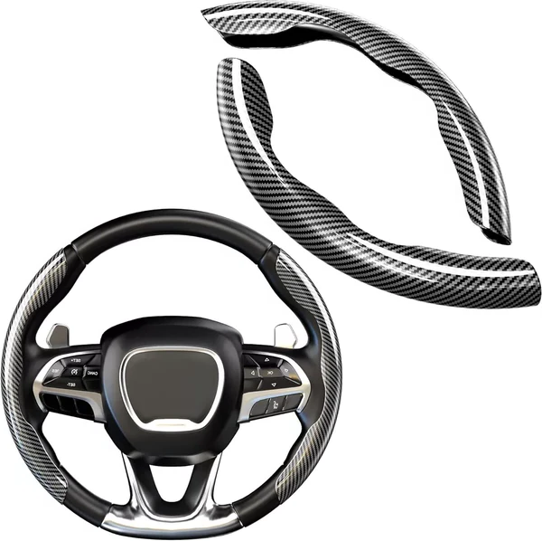 Thin Non-Slip Black Carbon Fiber Steering Wheel Cover for Vehicles