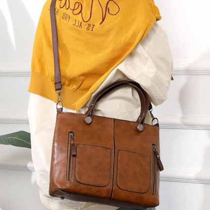 Stylish Leather Crossbody Bag with Tablet Protection, 10 x 3 x 7 in