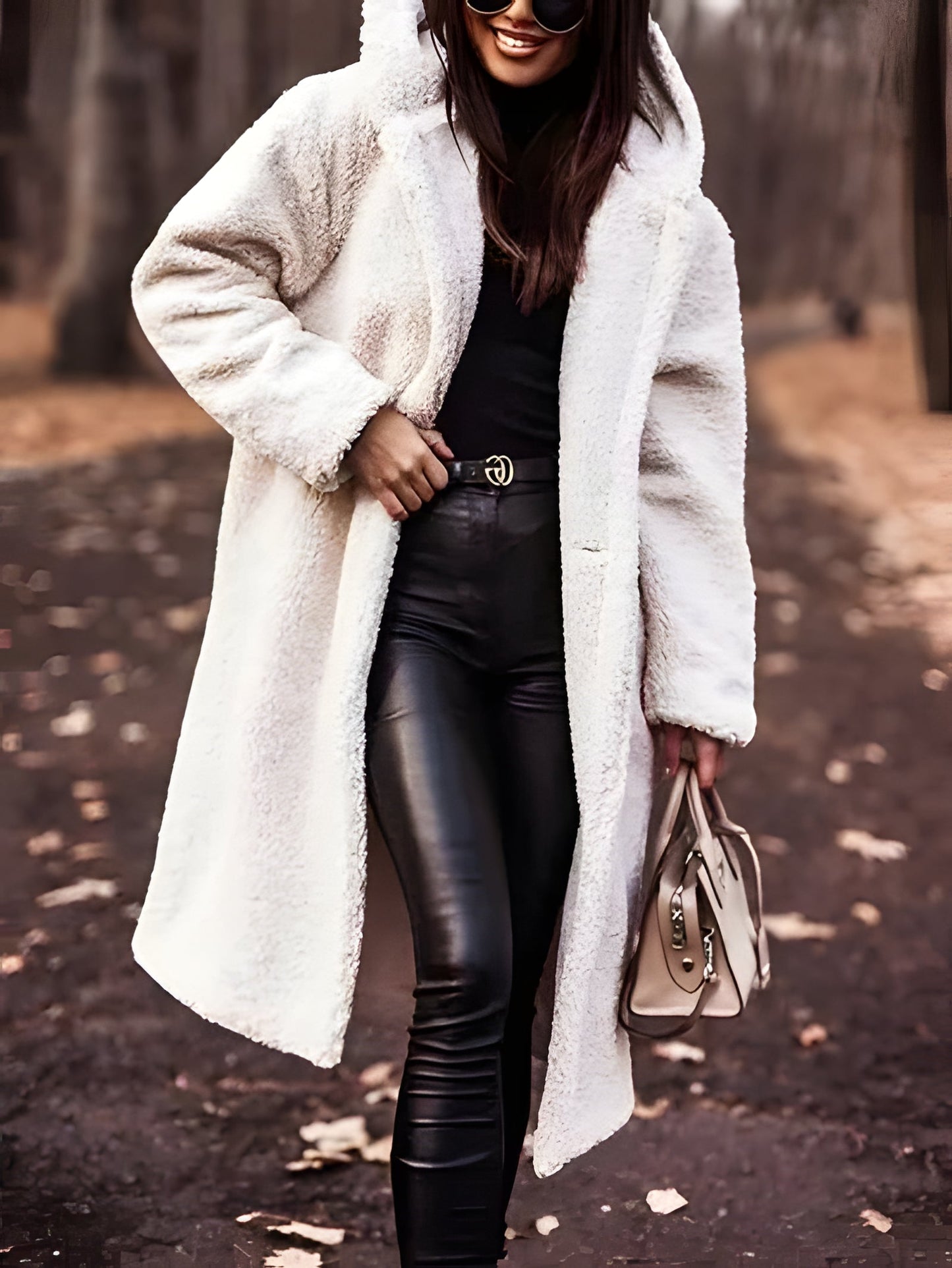 Lightweight Elegant Overcoat for Winter, Wool Blend with Faux Fur, S-XL, 9 Colors