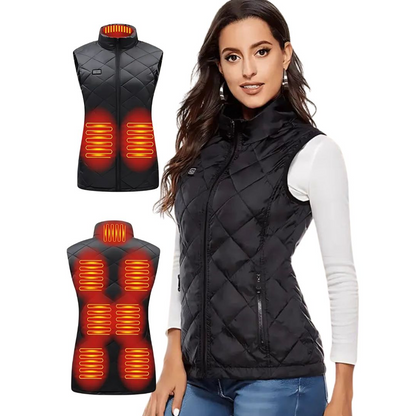 USB Heated Vest for Women - 9 Heating Zones, 3 Heat Levels, Black or Blue