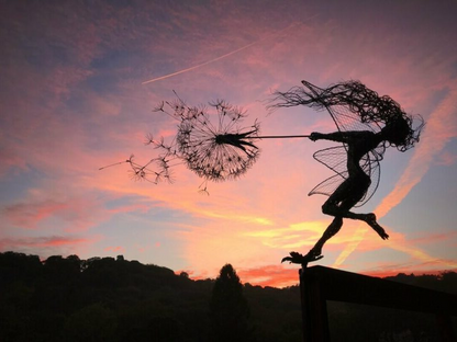 Whimsical Garden Metal Stake with Dandelion Accent, 25-45 Inches