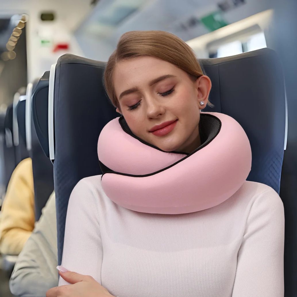 Travel Sleep Accessories and Snap Closure Contoured Neck Pillow