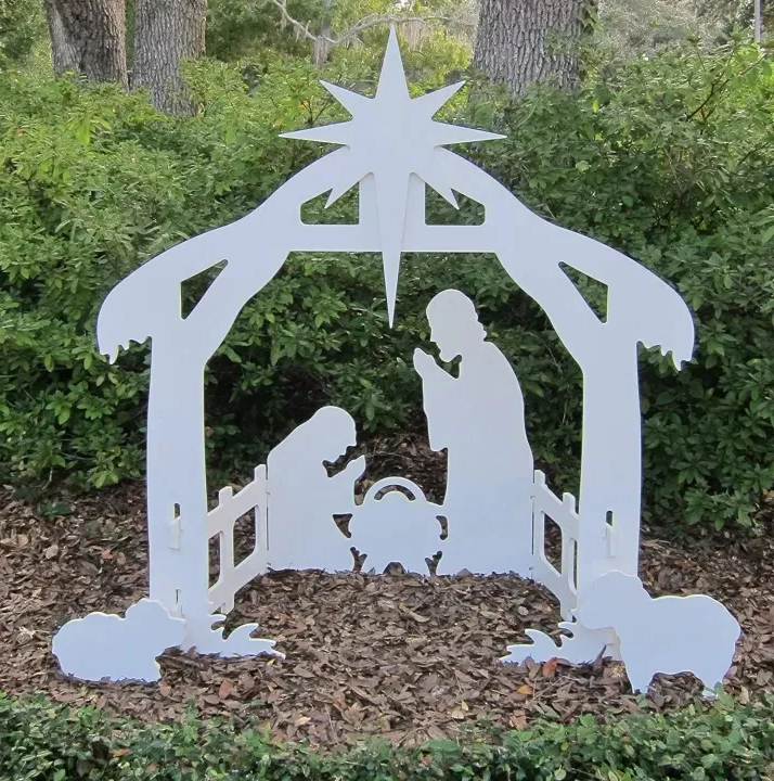 Weatherproof Holiday Nativity Scene with Sculpted Figures, 20x16x11 in