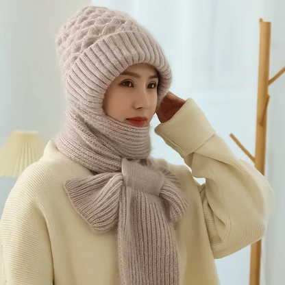 Knitted Winter Balaclava with Scarf, Ear Protection, and Neck Warmer