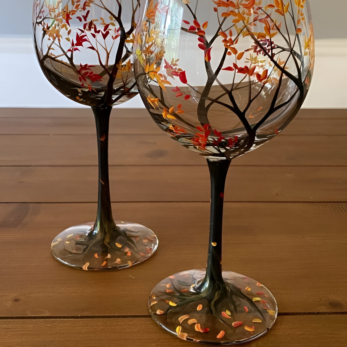 Artisan Seasonal Tree Wine Glasses – Dishwasher Safe Elegance