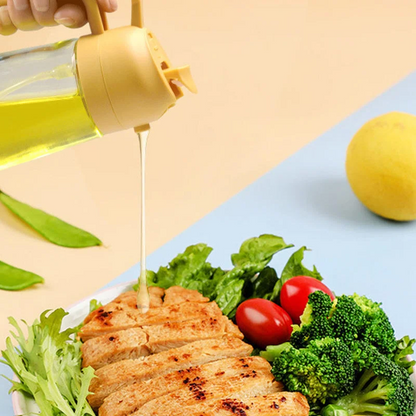 Precision Glass Oil Dispenser with Spray and Pour Features