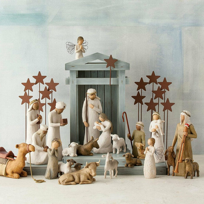 Rustic Handcrafted Nativity Scene with Six Unique Figurines