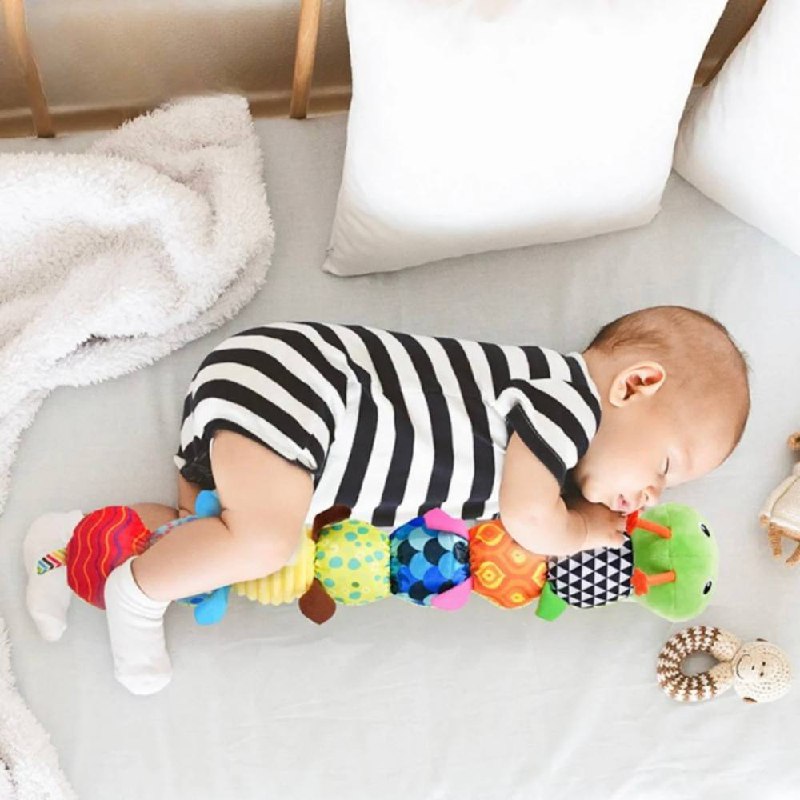 Interactive Plush Worm Toy with Music and Textured Segments