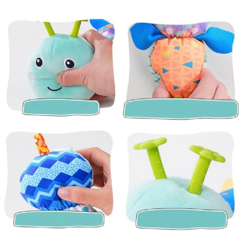 Interactive Plush Worm Toy with Music and Textured Segments