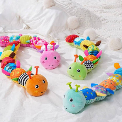 Interactive Plush Worm Toy with Music and Textured Segments