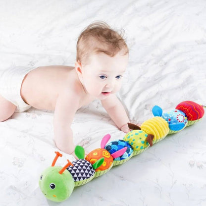 Interactive Plush Worm Toy with Music and Textured Segments
