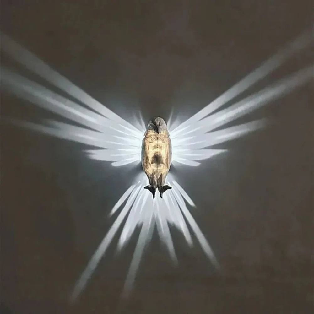 3D Wing Projection Silhouette Bird Light for Wall with Warm LED