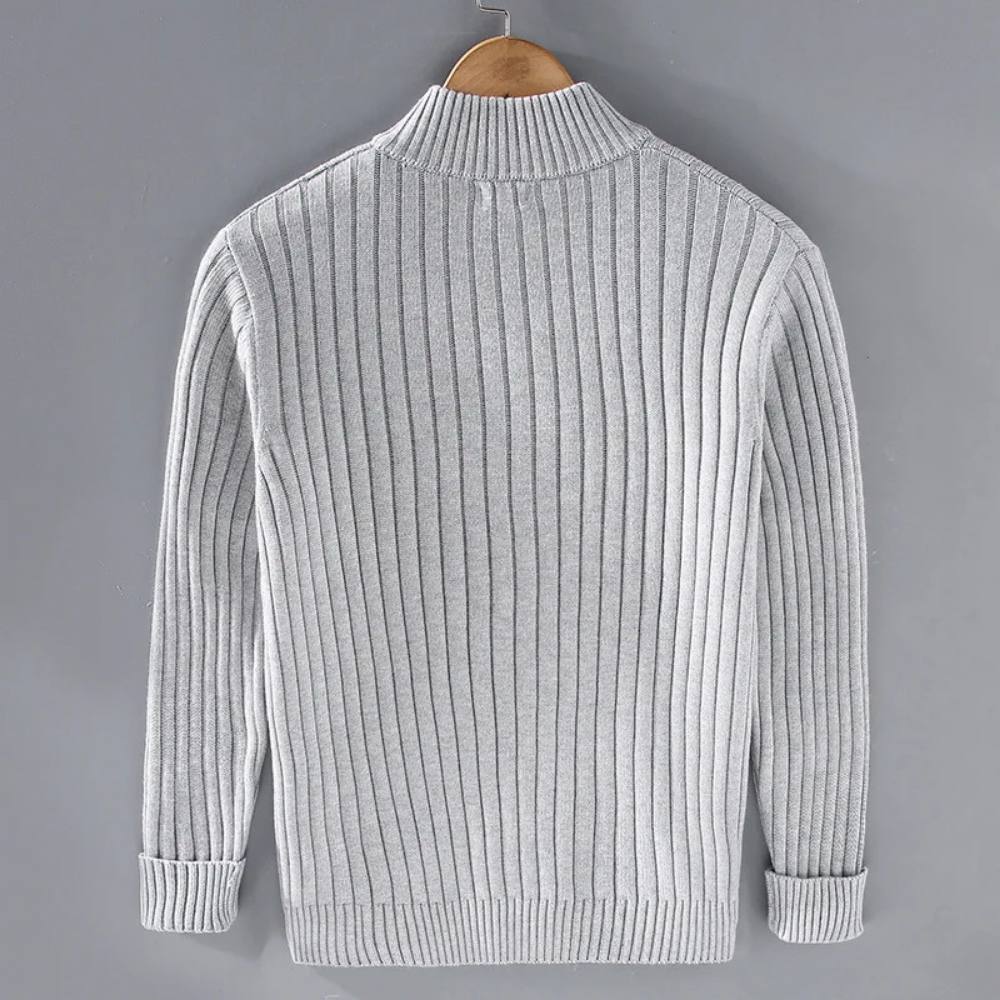 Men's Streamlined Zip Cardigan with Flexible Knit and Trim