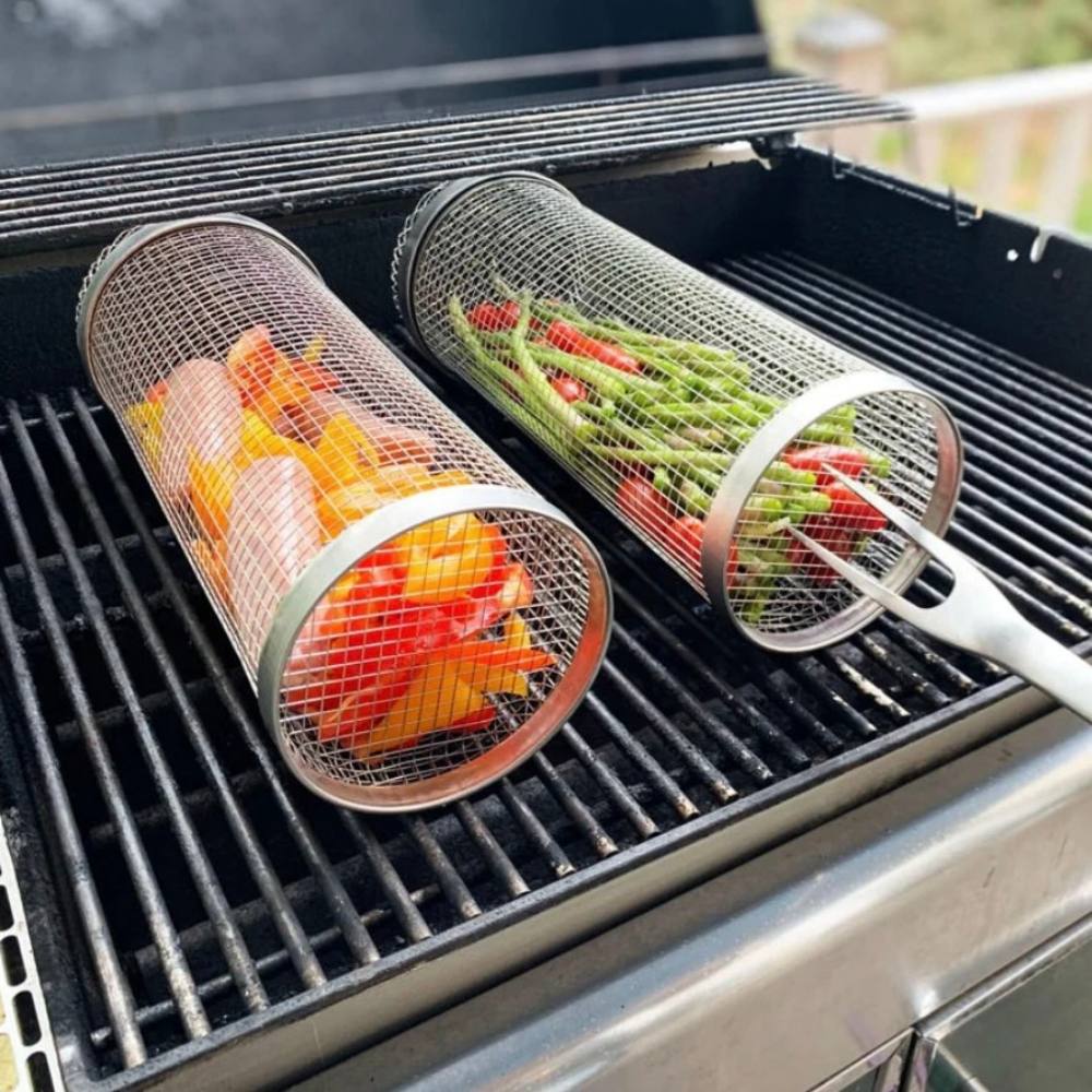 Stainless Steel 360-Degree Grill Basket for Perfect Cooking