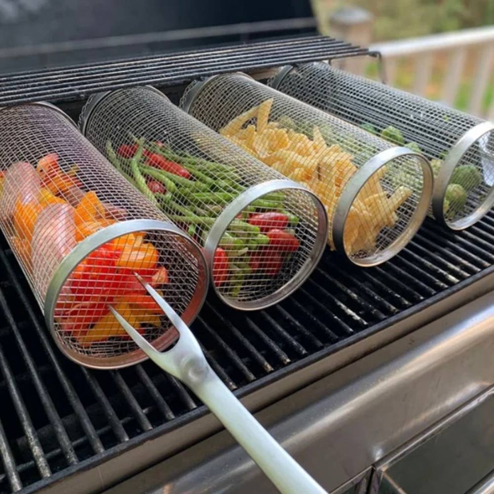Stainless Steel 360-Degree Grill Basket for Perfect Cooking