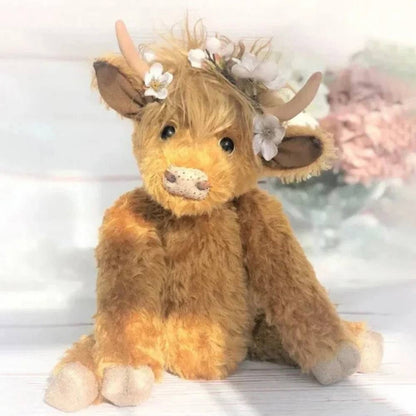 Charming Cow Figurine with Floral Headpiece for Home Décor